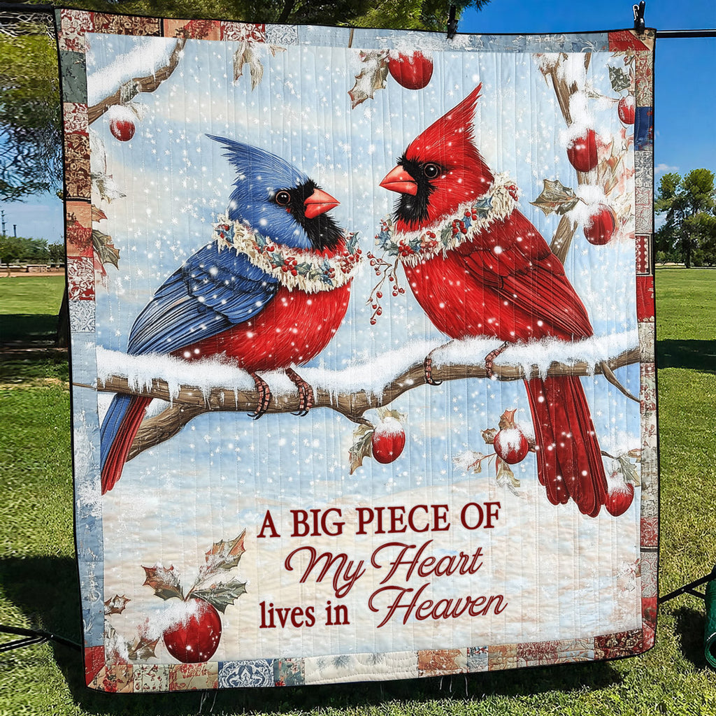 A Big Piece Of My Heart Lives In Heaven Art Quilt Hanging Cardinal Christmas Decor