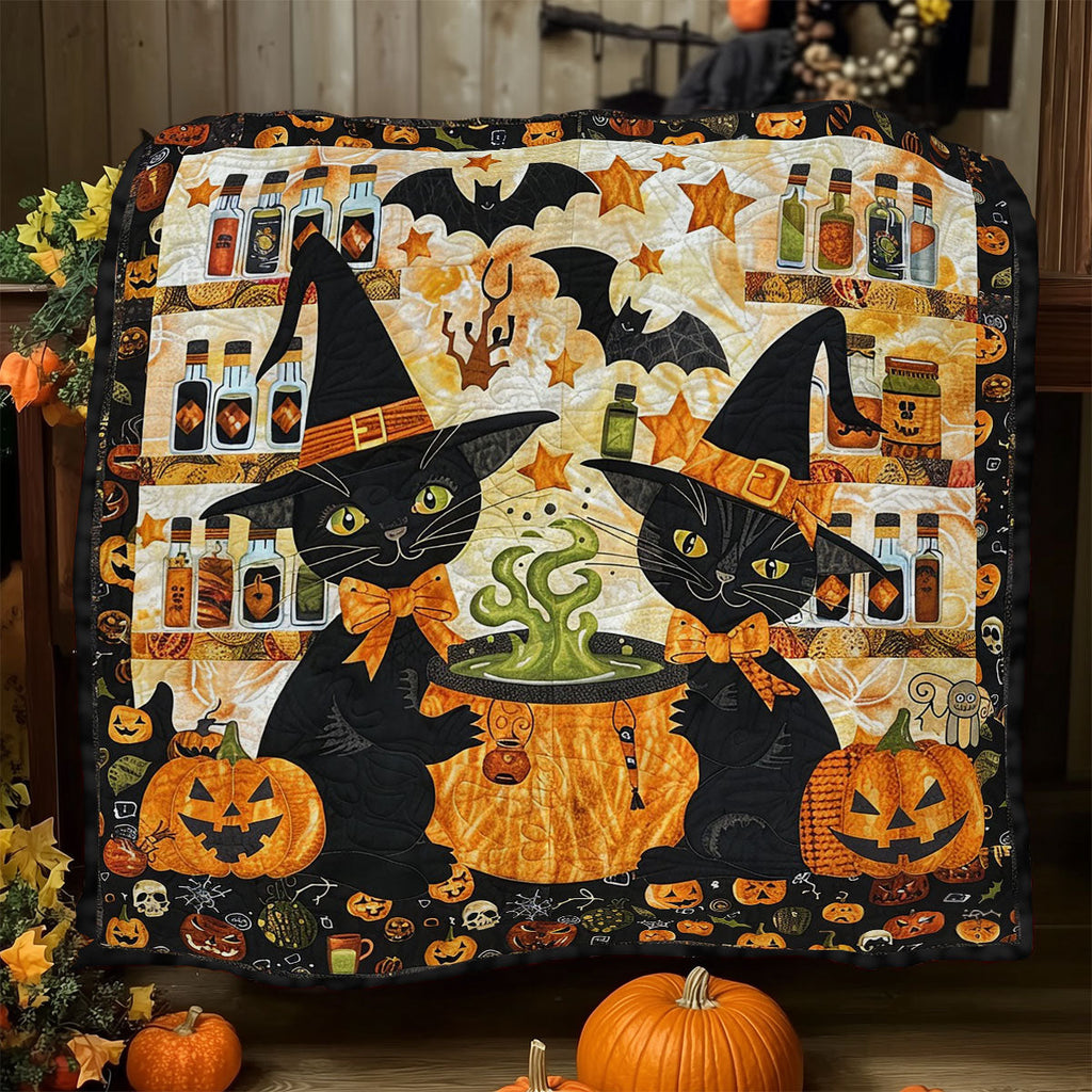 A Cat’s Halloween Magic Quilt Blanket Halloween Gifts For Girlfriend